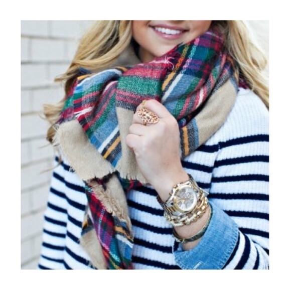 Plaid Blanket Scarf - Picture 1 of 9